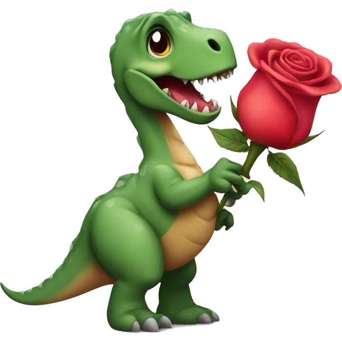 Dinosaur holding a rose  emoji