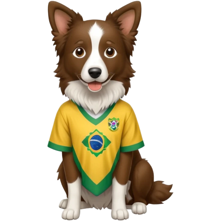 Border collie marrom usando camisa do brasil full body  emoji