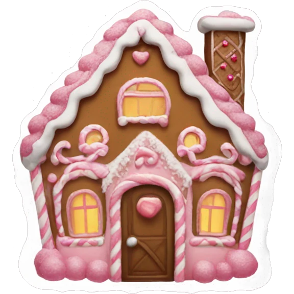 Pink gingerbread house emoji
