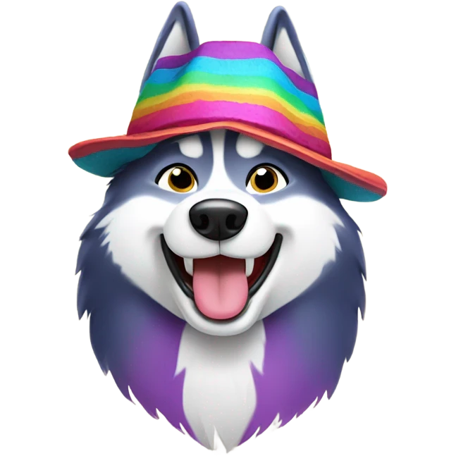 Singing huskie wearing a hat emoji