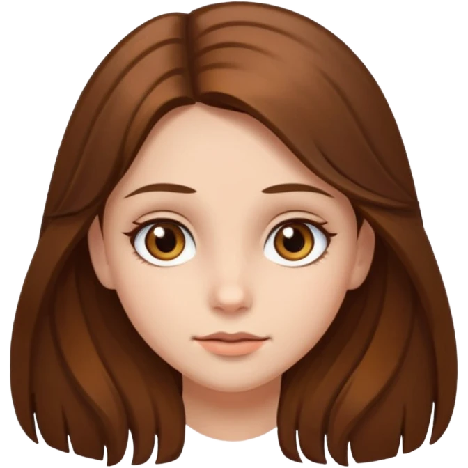 Girl with long brown hair and hazel eyes emoji