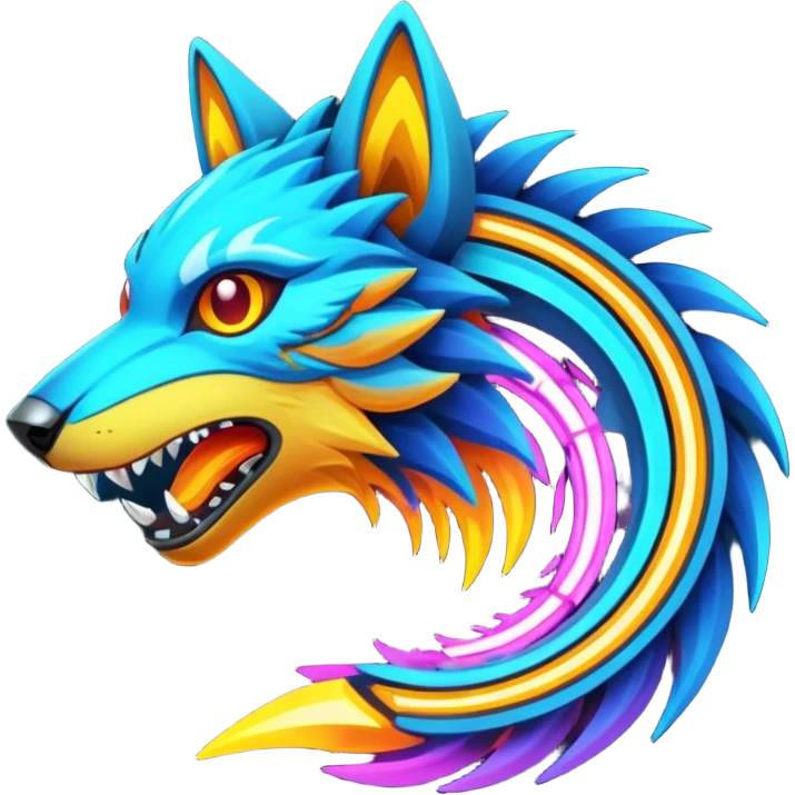 Neon Vibrant Pulsating Trail-glowing Chromatic Trico-Vernid-Protogen-Fionbri-fusion-hybrid emoji