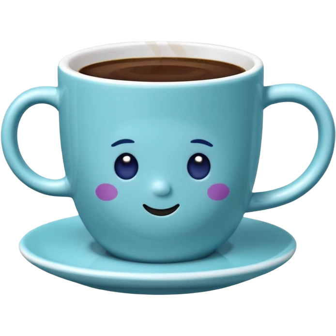 Slow brew coffee with blueberry design in a cyan white cup emoji
