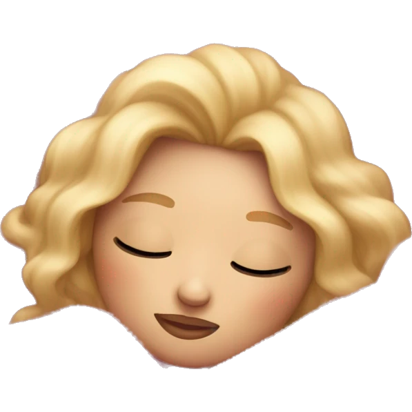 a blonde girl with long eyelashes sleeping under a pink fluffy blanket emoji