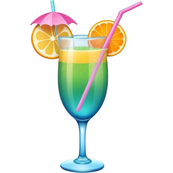 tropical greeni pink and blue mimosa with straw and orange on the side of the top emoji