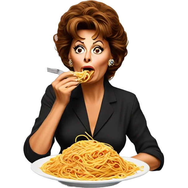 Sophia Loren eating spaghetti emoji