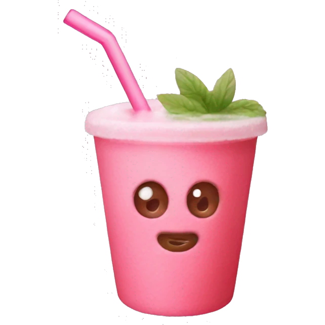 Iced strawberry matcha with pink straw emoji