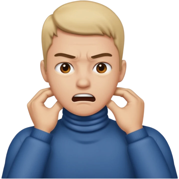 Someone grabbing their own neck angrily emoji