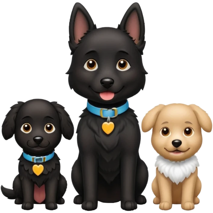 Four Dogs selling a black dog with a collar emoji