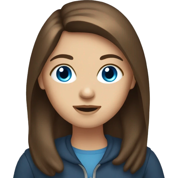 girl with brown hair and laptop blue eyes emoji
