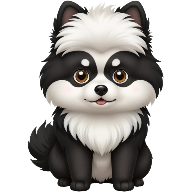 Black Pomeranian with a white face emoji