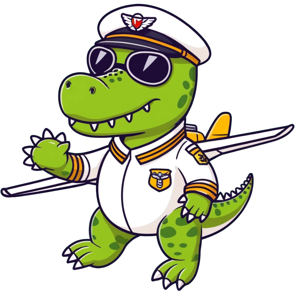 fun whimsical crocodile pilot flying a small plane emoji
