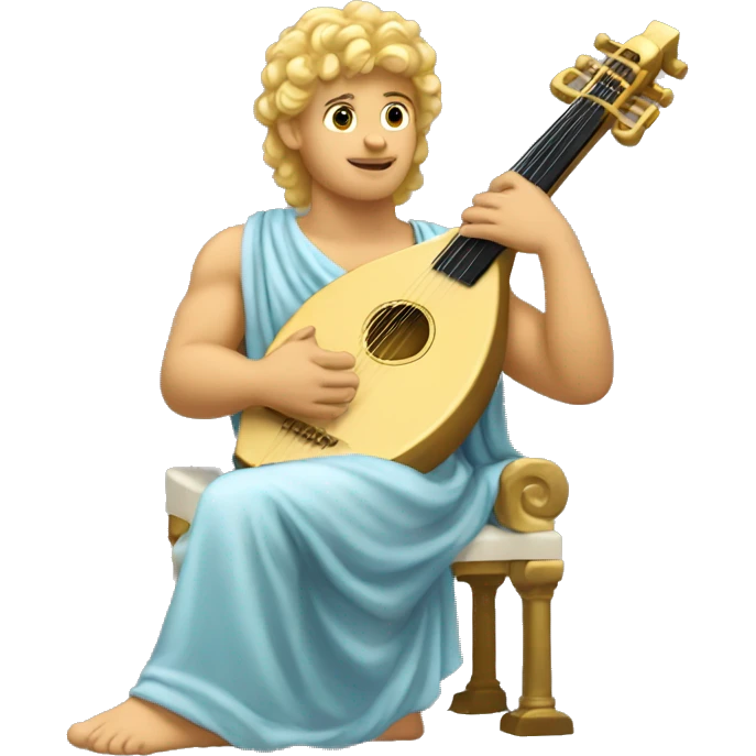 Apollo god. Holding a lyre with Blonde hair emoji