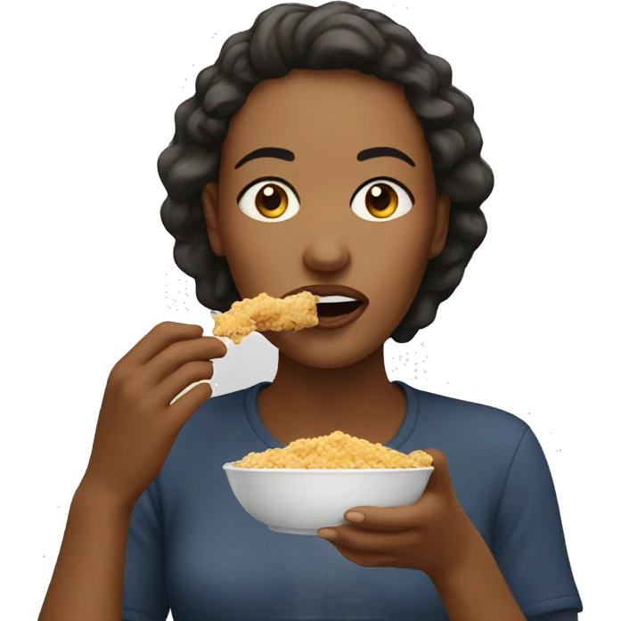  women eating with crumbs on their face emoji