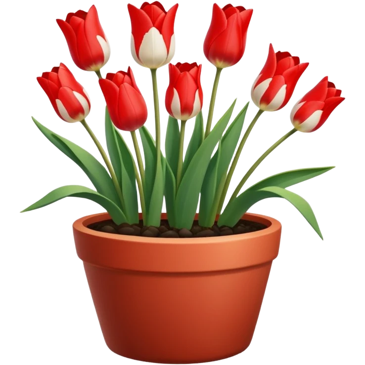 red and white tulips pot emoji