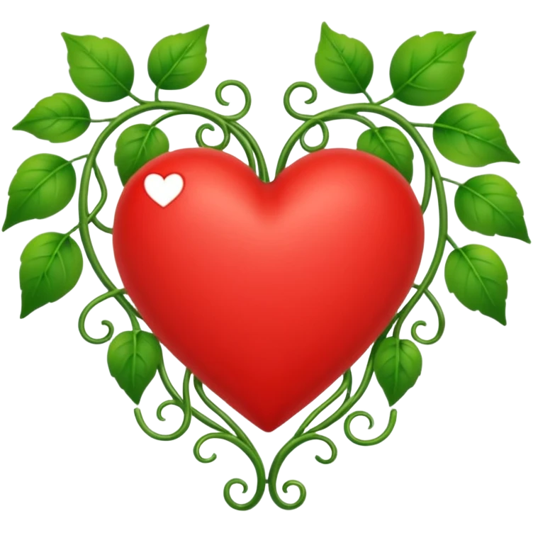 red heart with green vines around it emoji