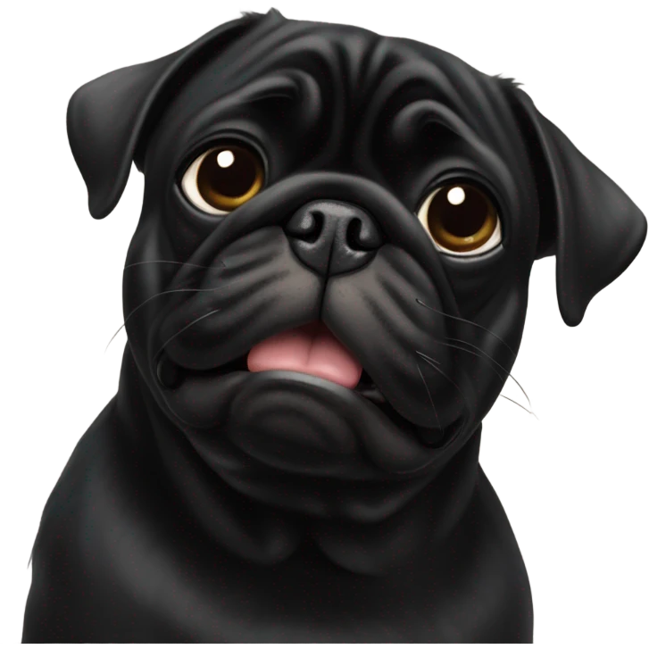 Black pug blowing a kiss emoji