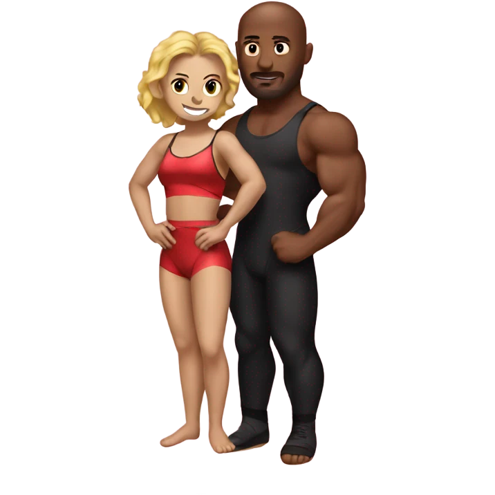 Male and female wrestler in love emoji