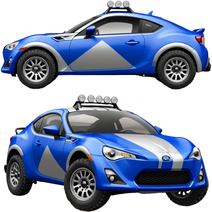 2013 scion fr-s ultramarine off road Baja dessert racer number 86 with large silver wheels  emoji