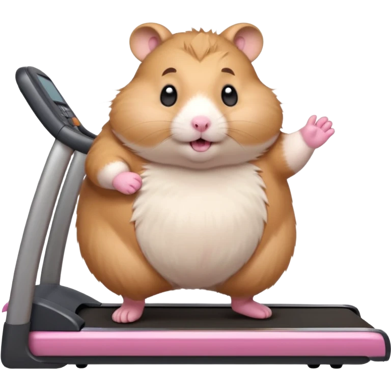 fat hamster big belly trying to run on treadmill  emoji