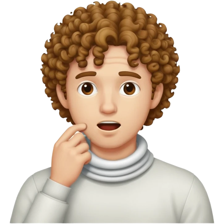 curly hair guy holding his throat  emoji