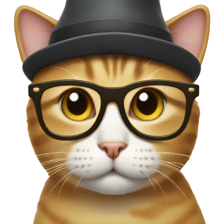 Cat wearing a hat and glasses emoji