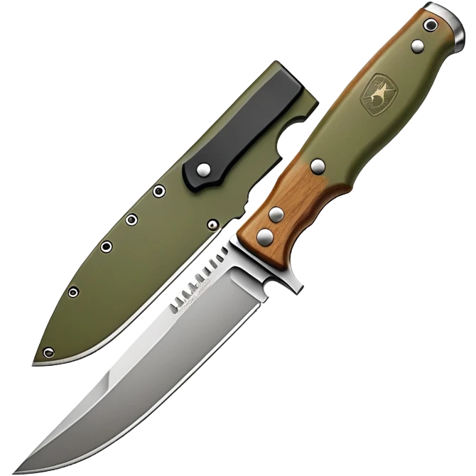 tactical bushcraft knife in NATO olive green emoji