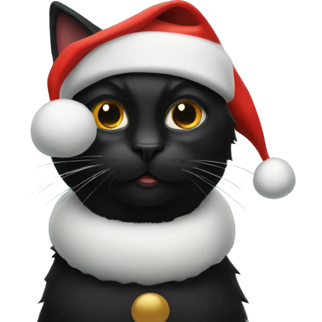 Black cat with a Santa hat emoji