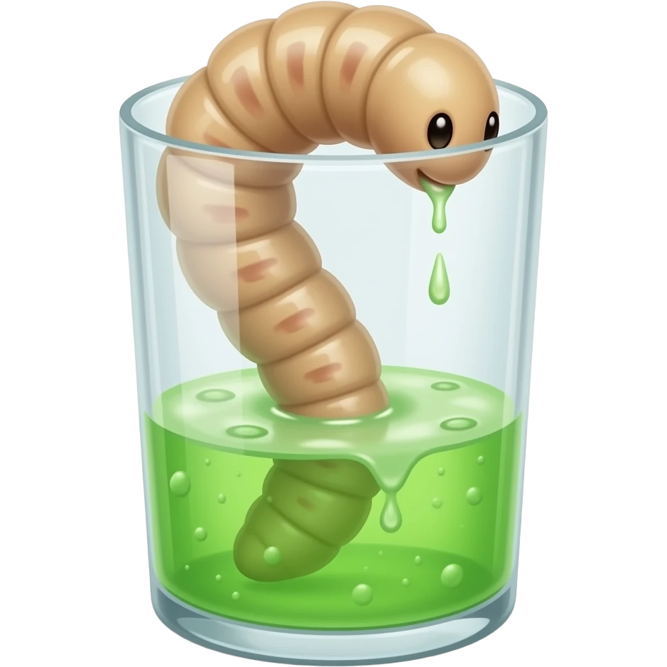 worm drinking green dish soap out of a glass emoji