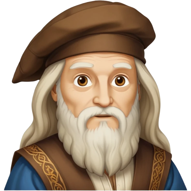 Leonardo da Vinci with long beard and Renaissance clothing emoji