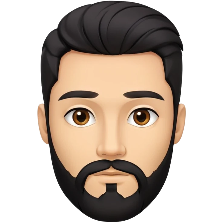 Man with sexy black hairstyle and beard. Skinny face with cheekbones emoji