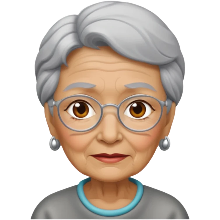 gray metal painted grandma face included emoji