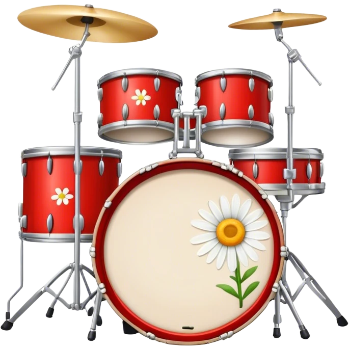 drum kit with daisy on kick drum emoji