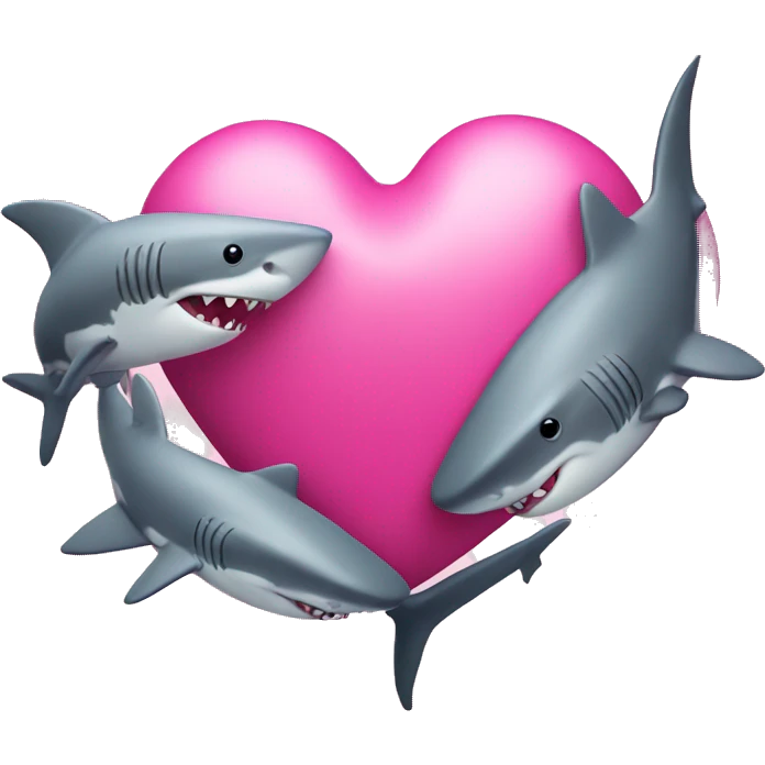 pink love heart with sharks emoji