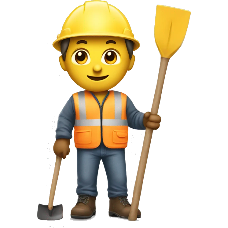 photorealistic man with a construction helmet and a shovel emoji