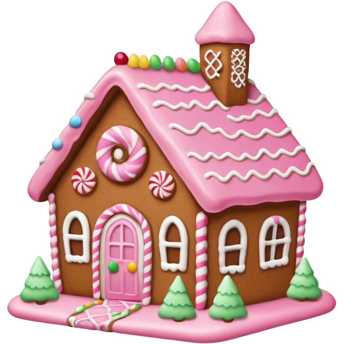 Gingerbread house pink emoji