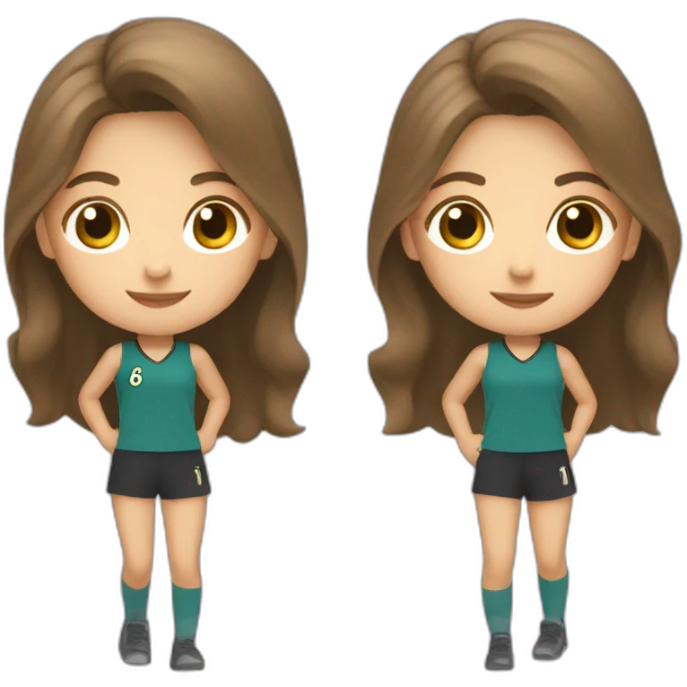 Full body caucasian girl with long Brown hair doing Cristiano Ronaldo siu celebration emoji