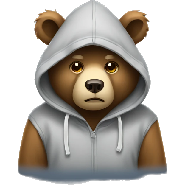 sad bear wearing hoodie emoji