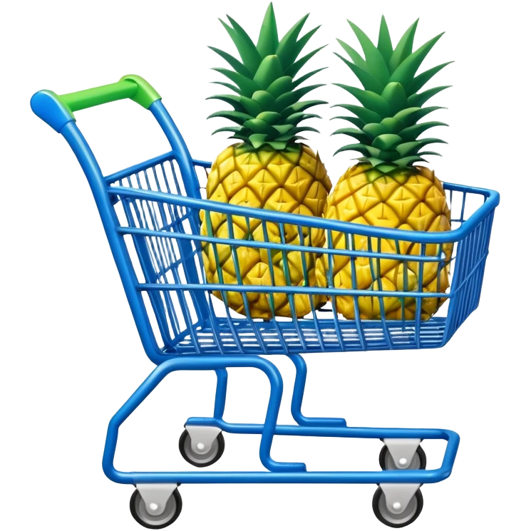 blue shopping cart with pineapples emoji