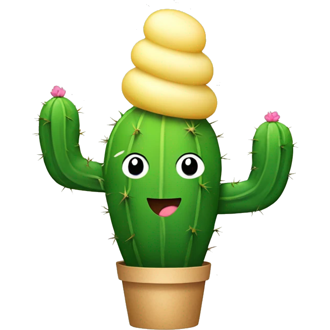 cactus holding ice cream emoji