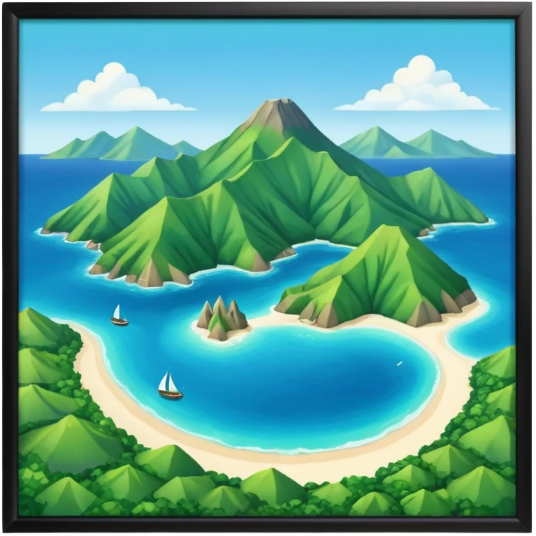 île Guadeloupe dans sa forme géographique réelle, vue du dessus emoji