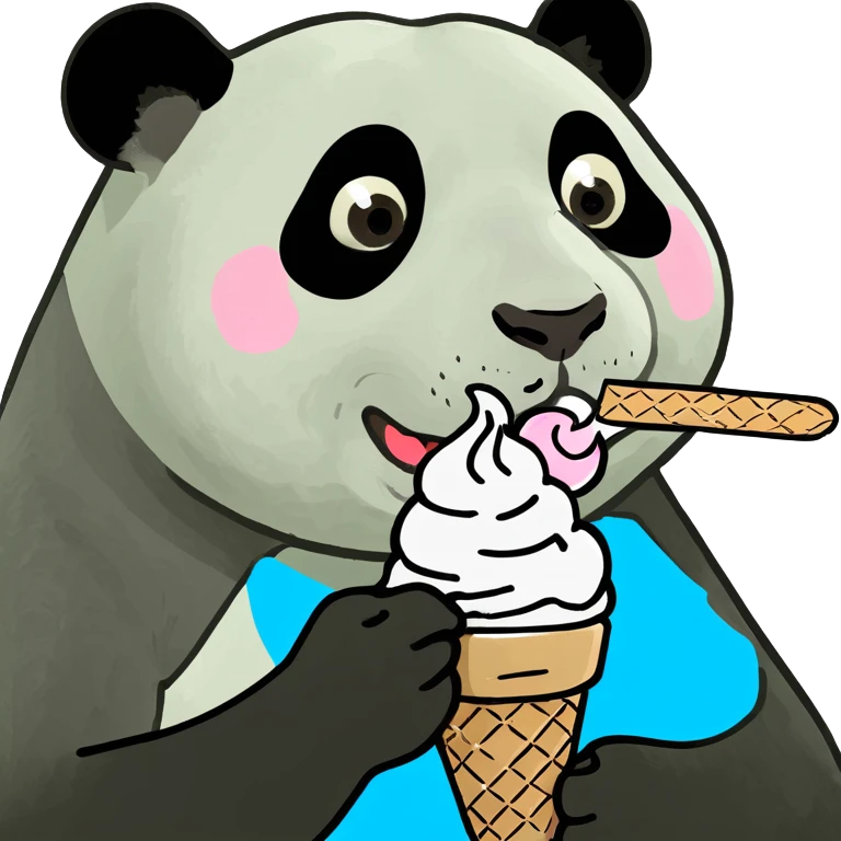 Panda eating ice cream emoji