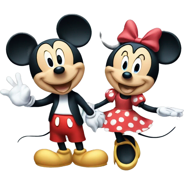 mickey mouse and minnie mouse saying hi emoji