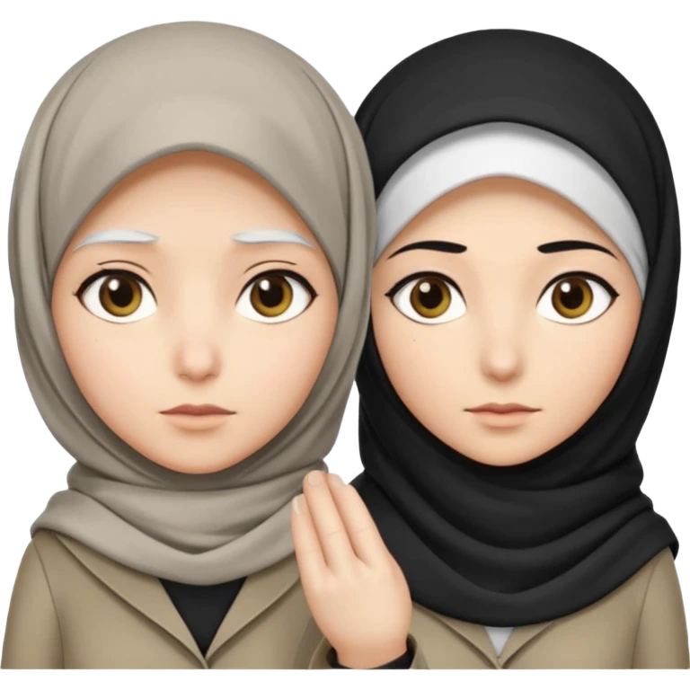 Generate 
1 detective she's white hair covered with hjab light eyes fair skin
1 detectective she's black NO HIJAB HAIR OUT BROWN skin 
they're right next to each other one has a hand lense the other has a sample  emoji