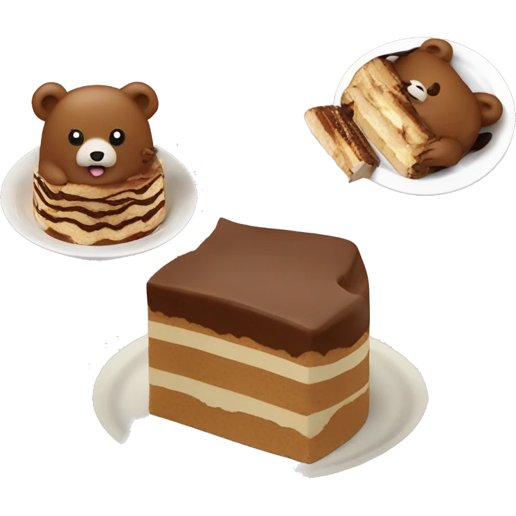 Two Bears eats tiramisu  emoji