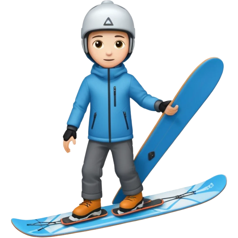 winter clothes boy with skiboard  emoji