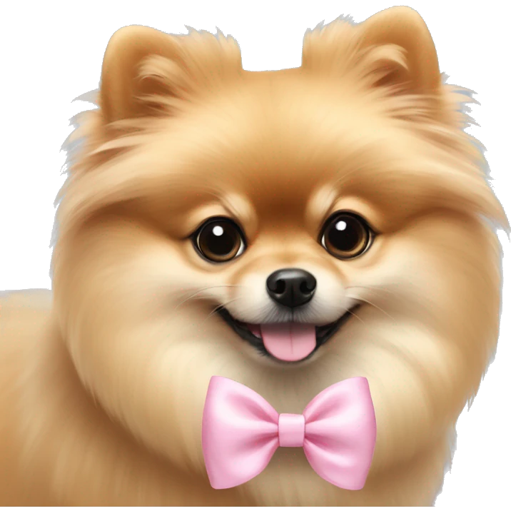 Pomeranian with pastel pink bow emoji