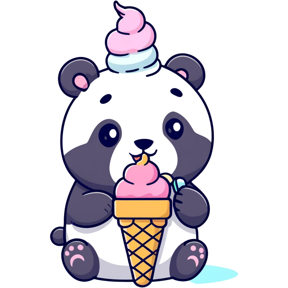 Panda eating ice cream emoji