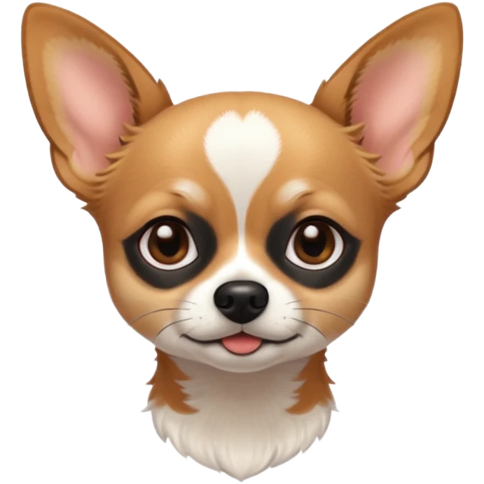 Chihuahua with white black fur on the forehead and a brown snout with a black nose emoji