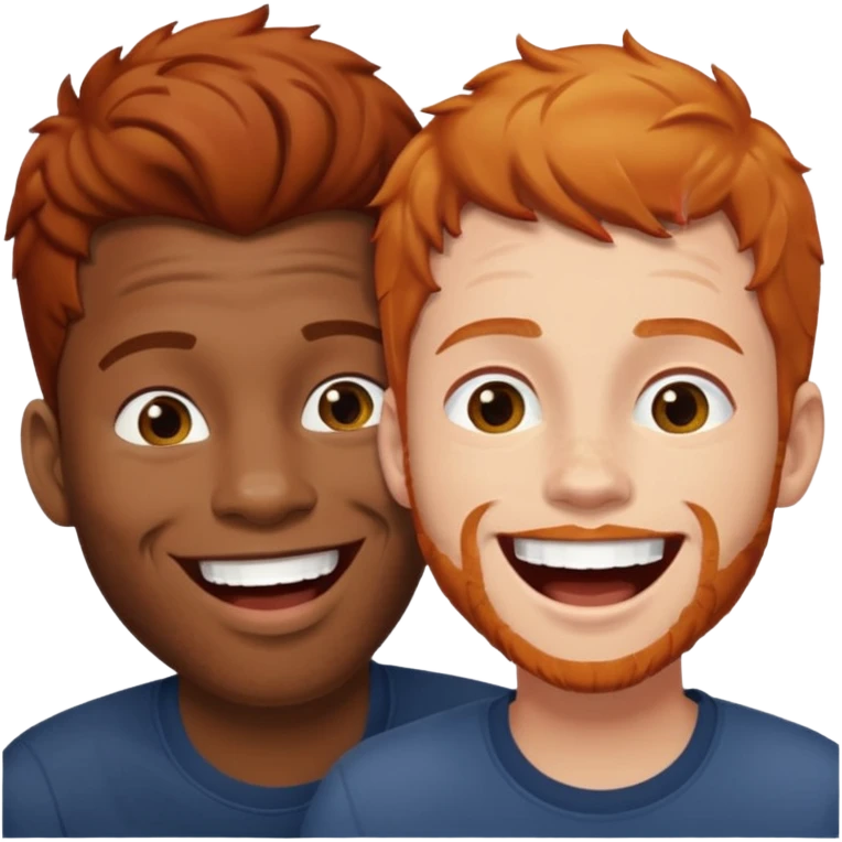 two Black men with ginger hair, laughing together emoji